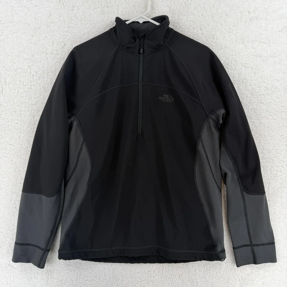 The North Face Pullover Mens Medium Black Quarter Zip Fleece Hiking Long‎ Sleeve